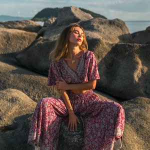 Bohemian Wide Pants || Floral Print Flared Pants || Fluid Palazzo Pants ||  Ruffled Trouser  || Pants-skirt