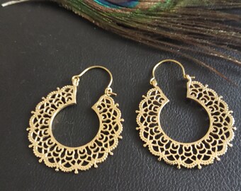 Oriental Openwork Mandala Earrings|| Decorated Ethnic  Hoop Earrings  || Women's Bohemian Hoop Earrings