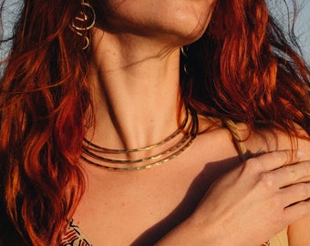 Ethnic Torque Necklace || Brass Choker || Viking Torque Necklace || Celtic Torc Necklace || Hammered Choker