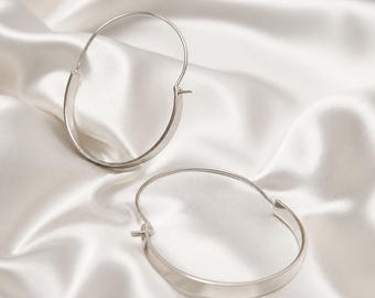 Minimalist Flat Hoop Earrings | Modern Brass Hoops | Thin Geometric Earrings | Everyday Jewelry