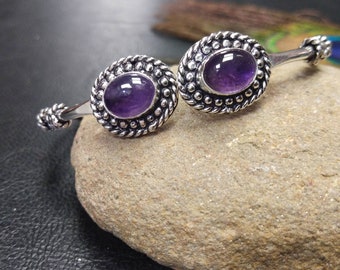 Silver Color Adjustable Bracelet with Oval Stones || Adjustable Ethnic Face to Face Bracelet with Semi Precious Stones || Boho bangle