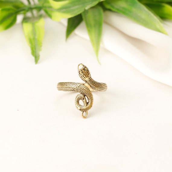 Adjustable Brass Snake Ring | Bohemian Chic, Norse Mythology