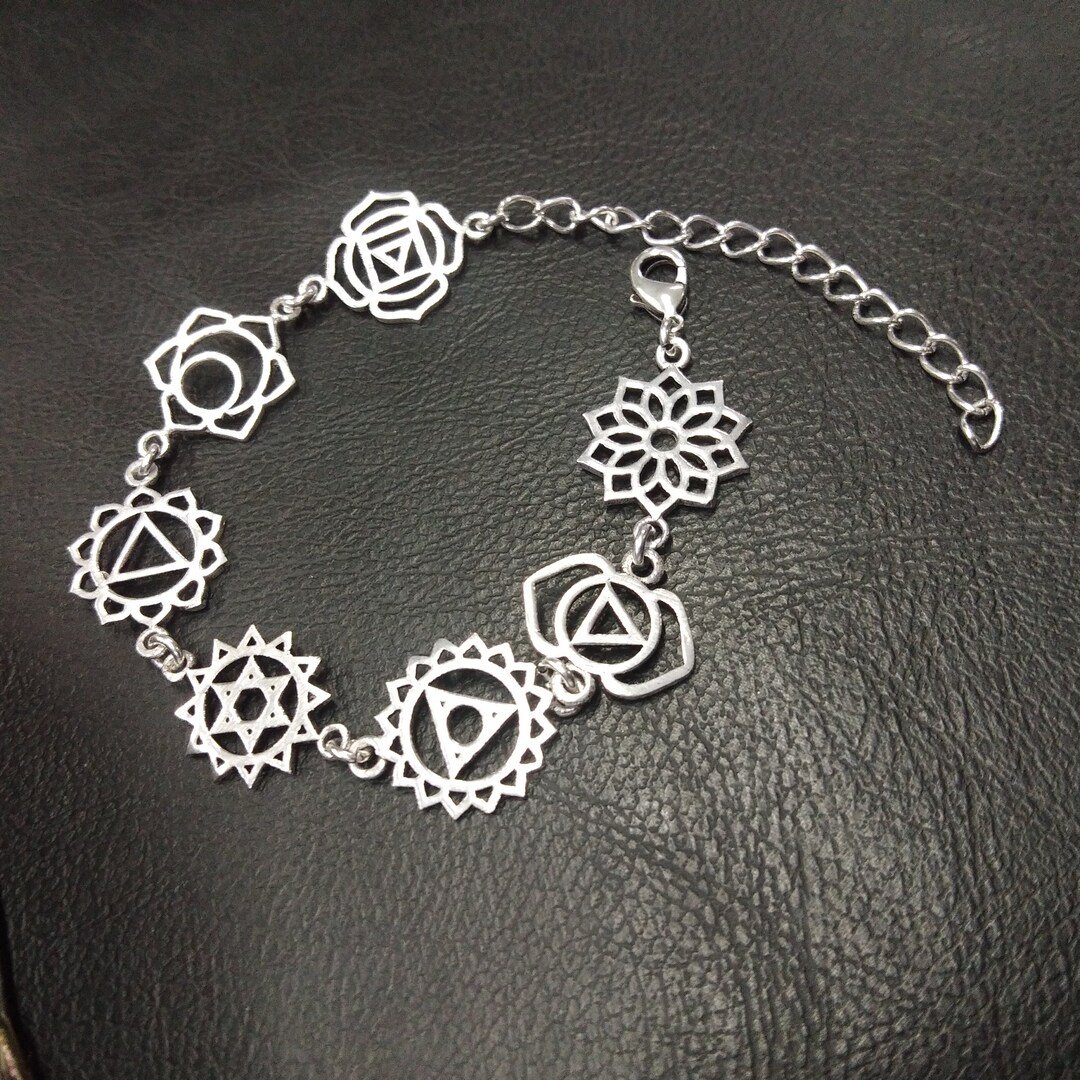 Bracelet Chakra 7 Symboles – Pierre De Guérison énergétique Sans Marque
