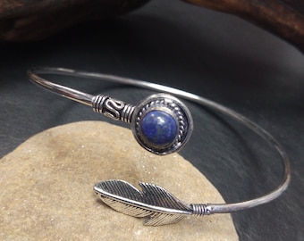 Silver Feather Ethnic Arm Bracelet With Semi Precious Stone || Brass Arm Bracelet with Fine Stones