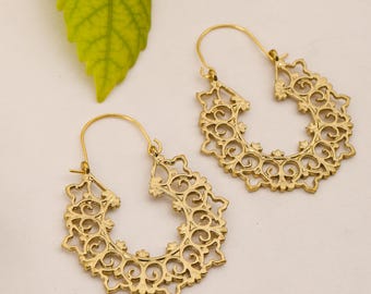 Mandala Hoop Earrings || Ethnic Creoles || Woman Rings || Oriental Earrings