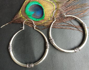 Very Large Decorated Hoop Earrings || Large Ethnic Creoles Earrings || Woman  Hoop Earrings || Tribal Earrings