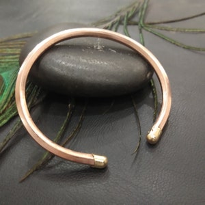 Sleek Copper and Brass Bracelet || Therapeutic Copper Cuff with  || Minimalist Unisex Copper Bracelet