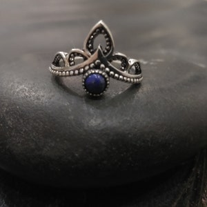 Adjustable Boho Ring With Semi Precious Stone || Celtic Inspired Ring With Natural Stone ||  Ethnic Ring With Round Stone
