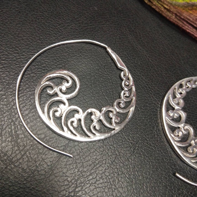 Boucles d'Oreilles Spirales Argentées || Boucles D'Oreilles Ethniques || Boucles D'Oreilles Tribales || Boucles D'Oreilles Originales