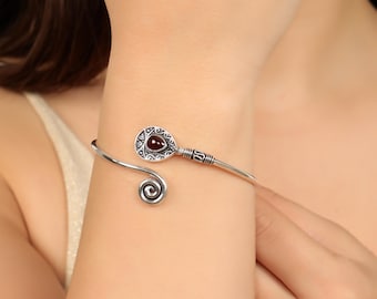 Silver Tone Brass Spiral Cuff Bracelet | Engraved Boho Bangle