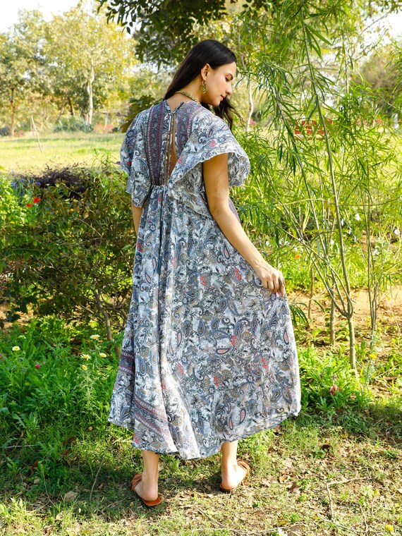 knee length dresses for ladies Bess Butterfly Tiered Maxi Dress white-Multi / L by Sugarlips main image 0
