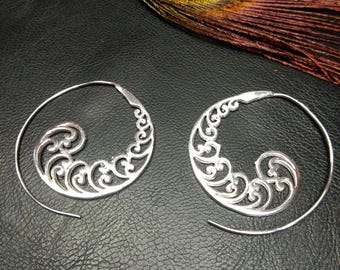 Spiral Hoop Earrings || Ethnic Earrings || Tribal Earrings || Original Earrings