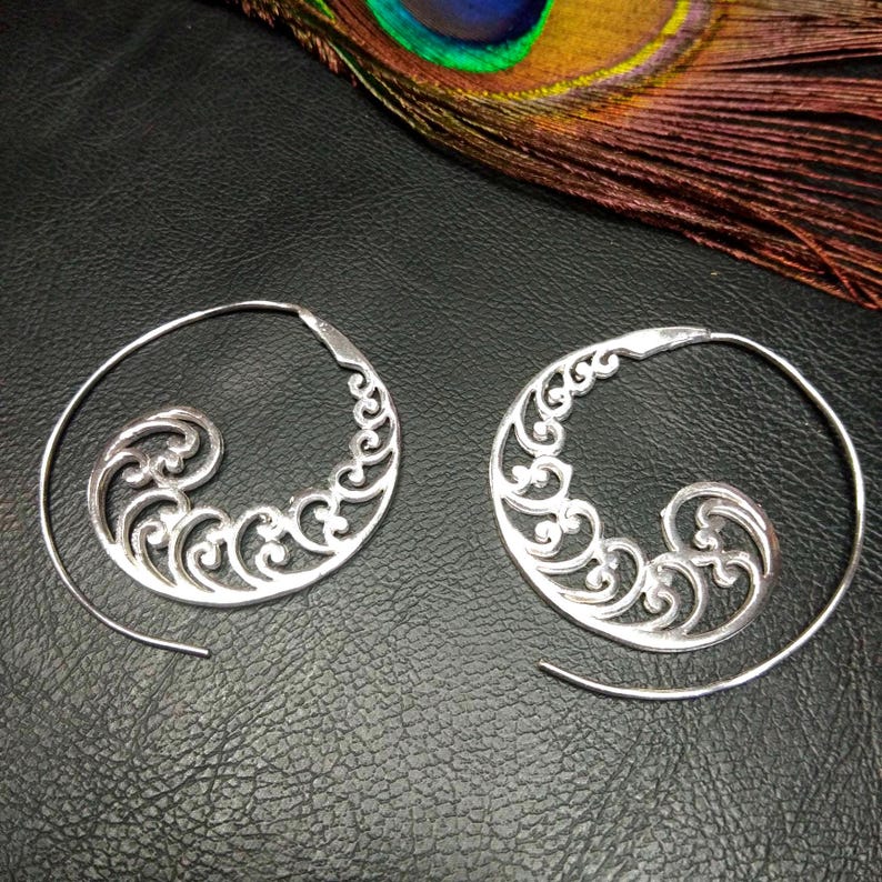 Boucles d'Oreilles Spirales Argentées || Boucles D'Oreilles Ethniques || Boucles D'Oreilles Tribales || Boucles D'Oreilles Originales