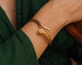 Brass Adjustable Bracelet || Viking Wristband || Celtic Bracelet || Midgard Serpent Bracelet || Snake Unisex Bracelet