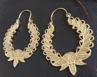 Baroque Hoop Earrings || Ornamental Ethnic Hoops || Oriental Earrings