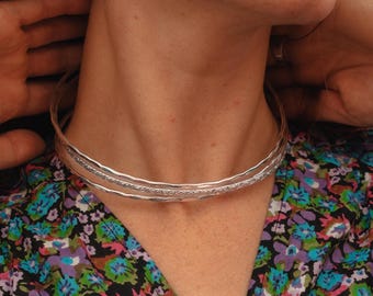 Brass Beveled And Floral Patterns Choker || Ethnic Torque Necklace || Boho Choker Necklace || Flexible Collar Necklace || Handmade Chocker