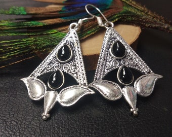Dangling Tribal Earrings With Semi Precious Stones || Tuareg Earrings With Natural Stones || Berber Earring With Gem Stone