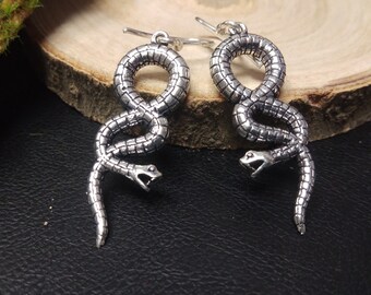 Ethnic Viking Earrings || Dangling Snake Earrings || Norse Mythology Tribal Earrings || Gothic Viper Earrings