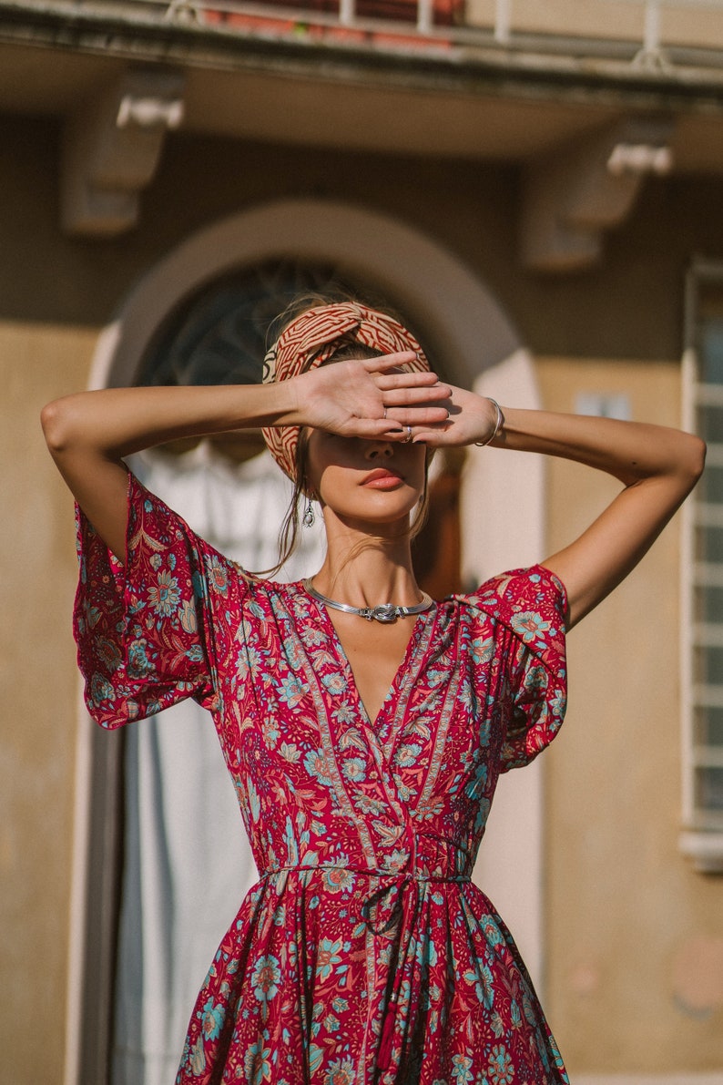 Pink Butterfly Sleeves Dress