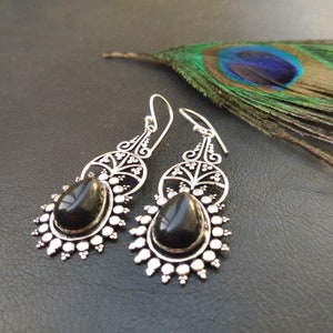 Dangling Earrings with Semi Precious Stones || Natural Stones Ethnic Earrings || Ethnic Bohemian Jewelry