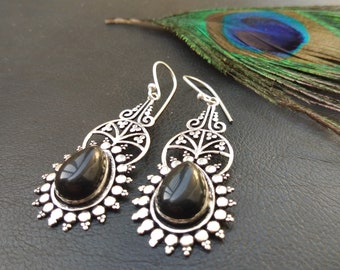 Dangling Earrings with Semi Precious Stones || Natural Stones Ethnic Earrings || Ethnic Bohemian Jewelry