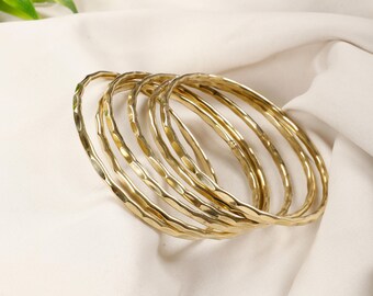 Assortment of Thin Hammered Bangle || Minimalist Bangle Set || Simple And Sober Bangle Set