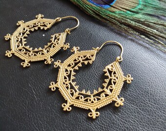 Ethnic Creoles || Decorated Hoop Earrings || Women's Hoop Earrings || Oriental Earrings