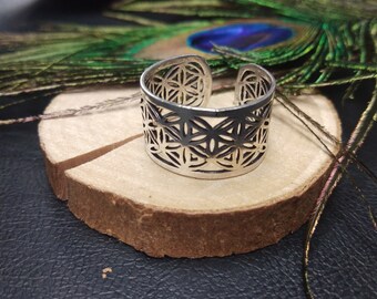 Flower Of Life Adjustable Ring ||  Sacred Geometry Adjustable Brass Ring || Unisex Powerful Symbol Ring || Jewelry With Meaning