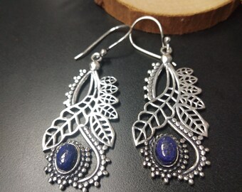 Openwork Earrings with Semi Precious Stone || Natural Stone Dangling Earrings || Original Earrings