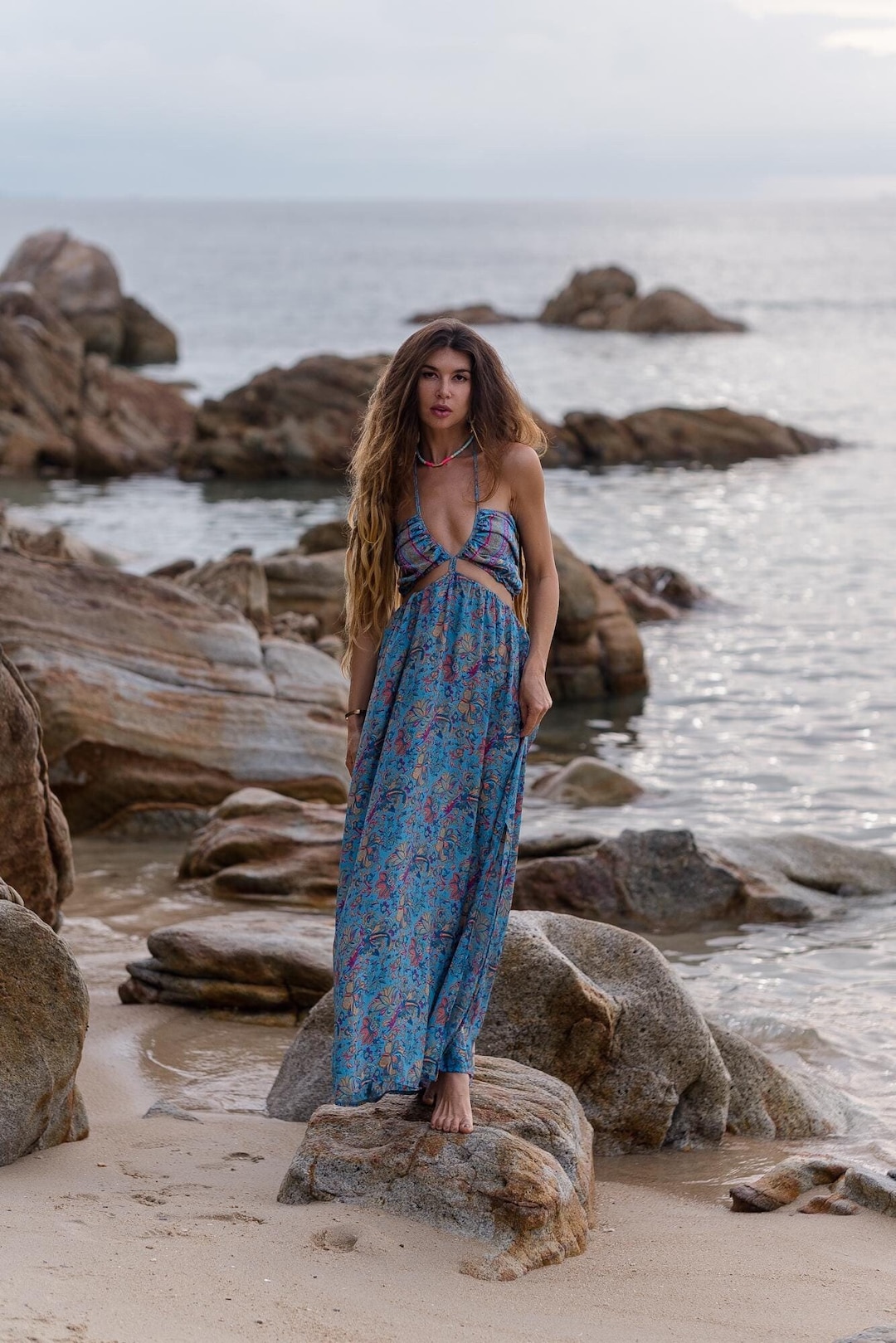 beach halter dresses Beyond Yoga SoftWash Linen Halter Dress main image 1