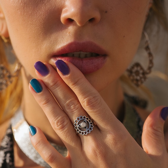 Bague Ajustable Chakra Avec Pierre Semi Precieuse Bague Boheme Chic Reglable Bague Ethnique avec Pierre Naturelle Bijoux Spirituels Etsy France