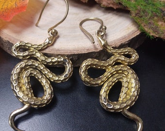 Dangling Rattlesnake Earrings || Ethnic Viking Earrings || Gothic Reptil Earrings || Pit Viper Earrings