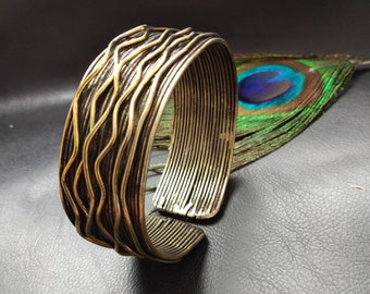 Ethnic Bracelet in Golden Brass || Bohemian Chic Golden Cuff || Brass Adjustable Bracelet