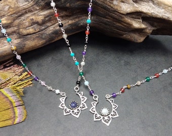 Collier Bohème Chic Pendentif Argenté || Collier Ethnique Pierres Naturelles || Bijoux Ethniques || Bijoux Bohème Chic ||  Pendentif Boho