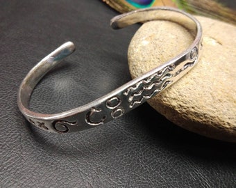 Silver Color  Adjustable Bracelet || Silver Color Viking Bracelet || Engraved Ethnic Bracelet || Silver  Color Bracelet with Tribal Patterns