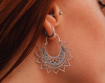 Decorated Hoop Earrings || Ethnic Hoop Earrings || Women's Earrings || Oriental Earrings || Gipsy Earrings || Bohemian Earrings