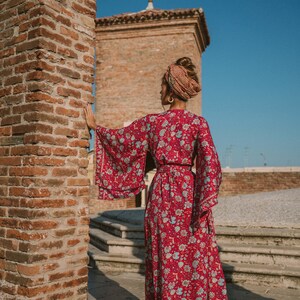 Floral Print Long Kimono