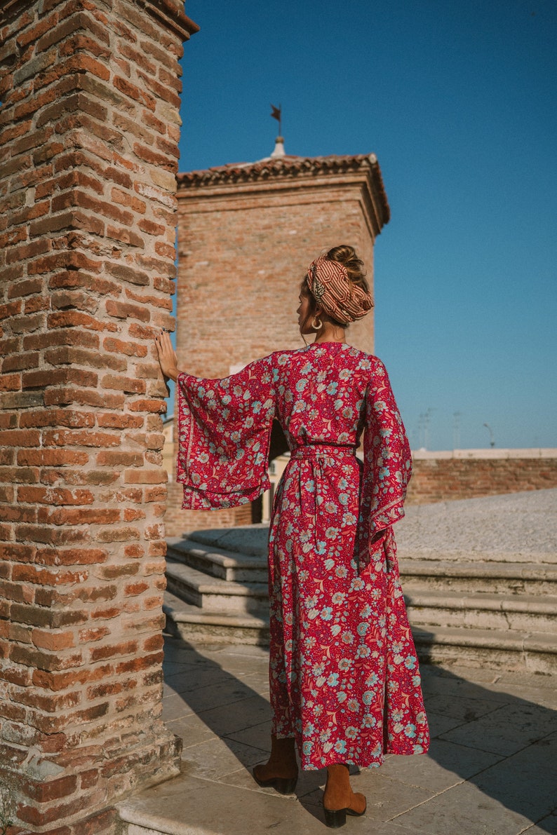 Floral Print Long Kimono