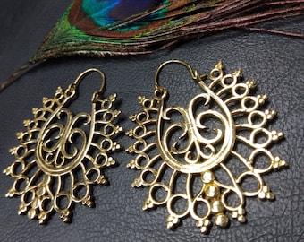Large Bohemian Style Hoop Earrings || Ethnic Gypsy Creoles || Oriental Earrings || Ethnic Boho Jewelry