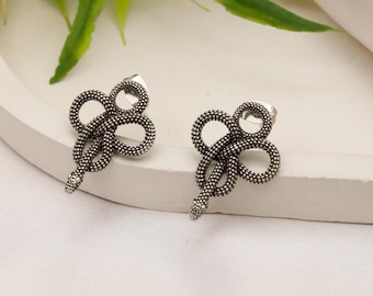 Brass Intertwined Celtic Snake Stud Earrings || Gothic Animal Earrings || Viking Inspired Pagan Jewelry