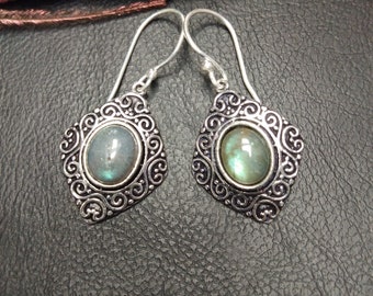 Silver Color Dangling Earrings With Stones || Gem Stones Ethnic Earrings || Bohemian Chic Earrings