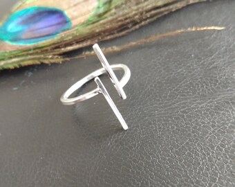 Geometric Adjustable Ring || Minimalist Adjustable Brass Ring || Sleek Sober Ring