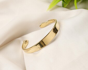 Unisex Minimalist Smooth Brass Cuff Bracelet ||  Adjustable Flat Simple Sleek Bracelet || Timeless Jewelry to Wear Everyday