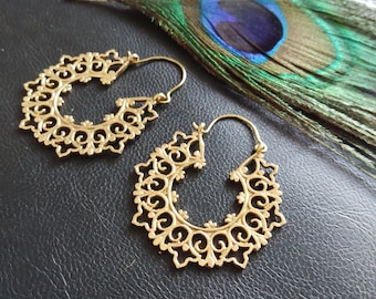 Mandala Hoop Earrings || Ethnic Creoles || Woman Rings || Oriental Earrings