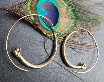 Large Spiral Snake Earrings || Ethnic Viking Earrings || Norse Mythology Tribal Earrings