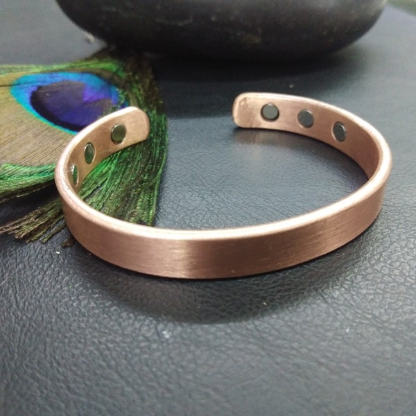 Mat Finishing Copper Bracelet || Magnetic Copper Cuff with Therapeutic Magnets || Minimalist Unisex Copper Bracelet