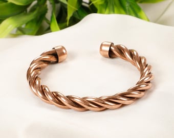 Braided Copper Bracelet || Therapeutic Rounded Copper Cuff || Minimalist Men's Copper Cuff