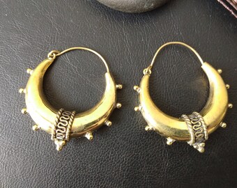 Large Decorated Hoops Earrings || Woman Tribal Earrings || Hand Made Large Hoops Earrings || Lightweight Large Hoops Earrings