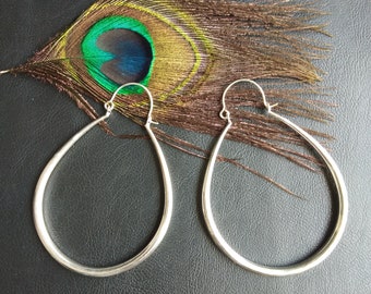 Extra Large Drop Hoop Earrings || Very Large Minimalist Hoop Earrings || Bohemian Chic Earrings
