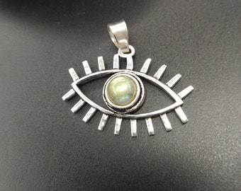 Silver Pendant with Semi Precious Stones || Protection Pendant || Eye Pendant || Protection Amulet || Talisman Pendant